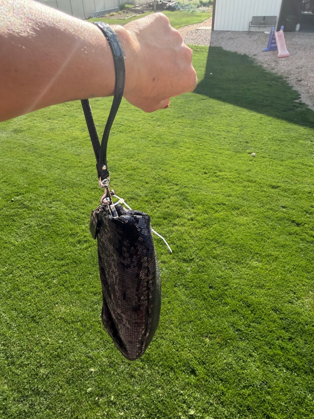 Coach Black Sequin Kiss-Lock Wristlet Clutch - Picture 12 of 14